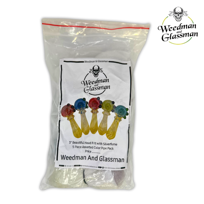 Assorted Frit Hand Pipe | 3 inch | 5 Piece Pack