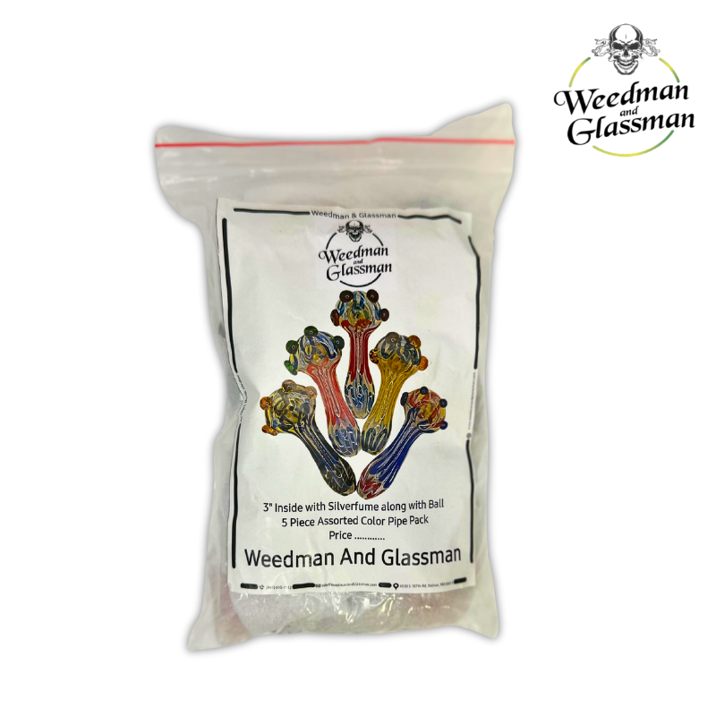 Assorted Silverfume Hand Pipe | 3 inch | 5 Piece Pack