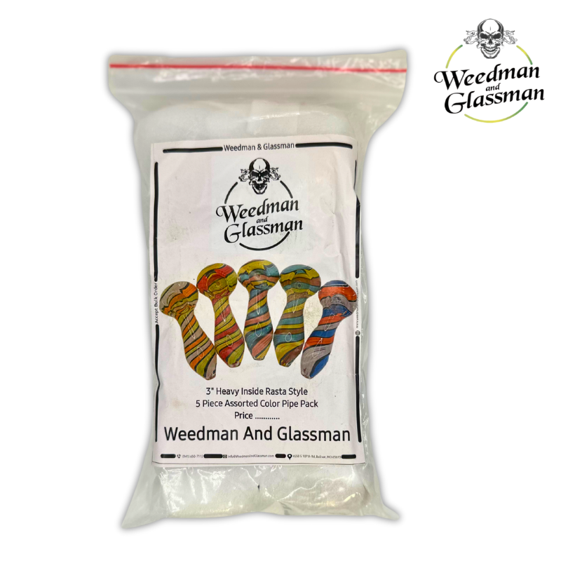 Assorted Rasta Style Hand Pipe | 3 inch | 5 Piece Pack