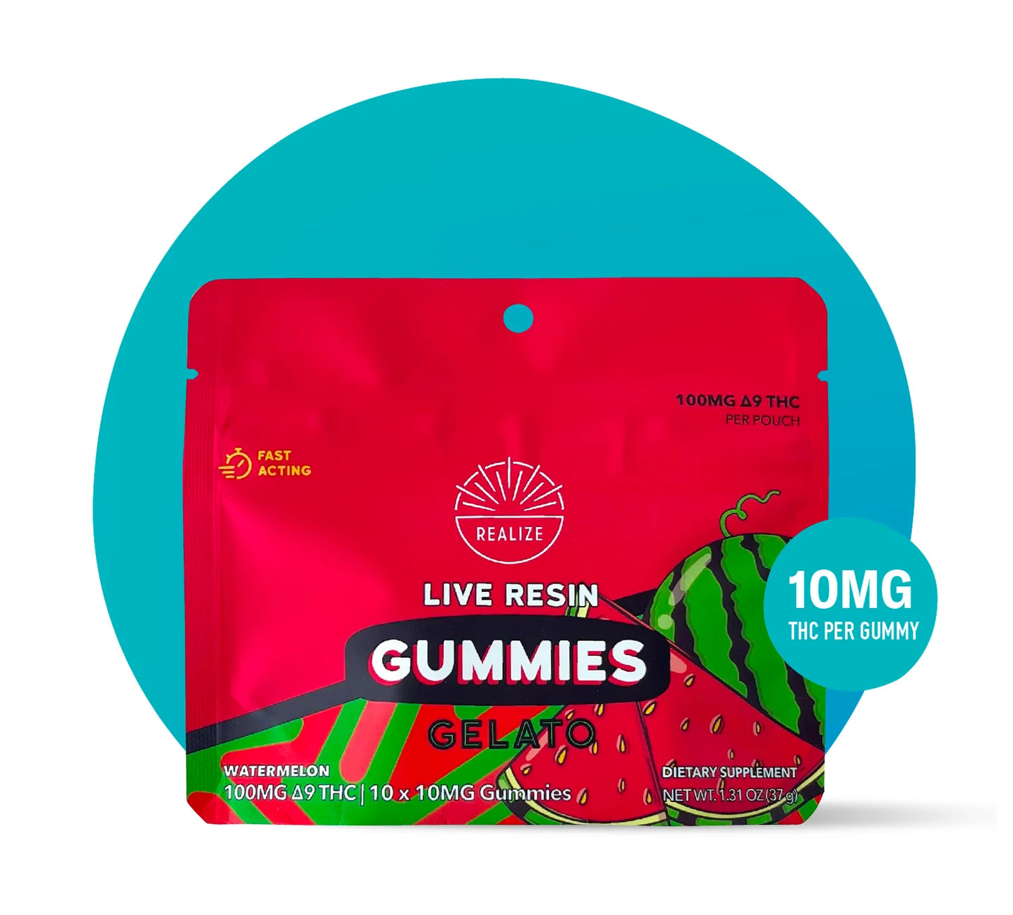 Realize | Live Resin Gummies 100MG THC | Box of 10