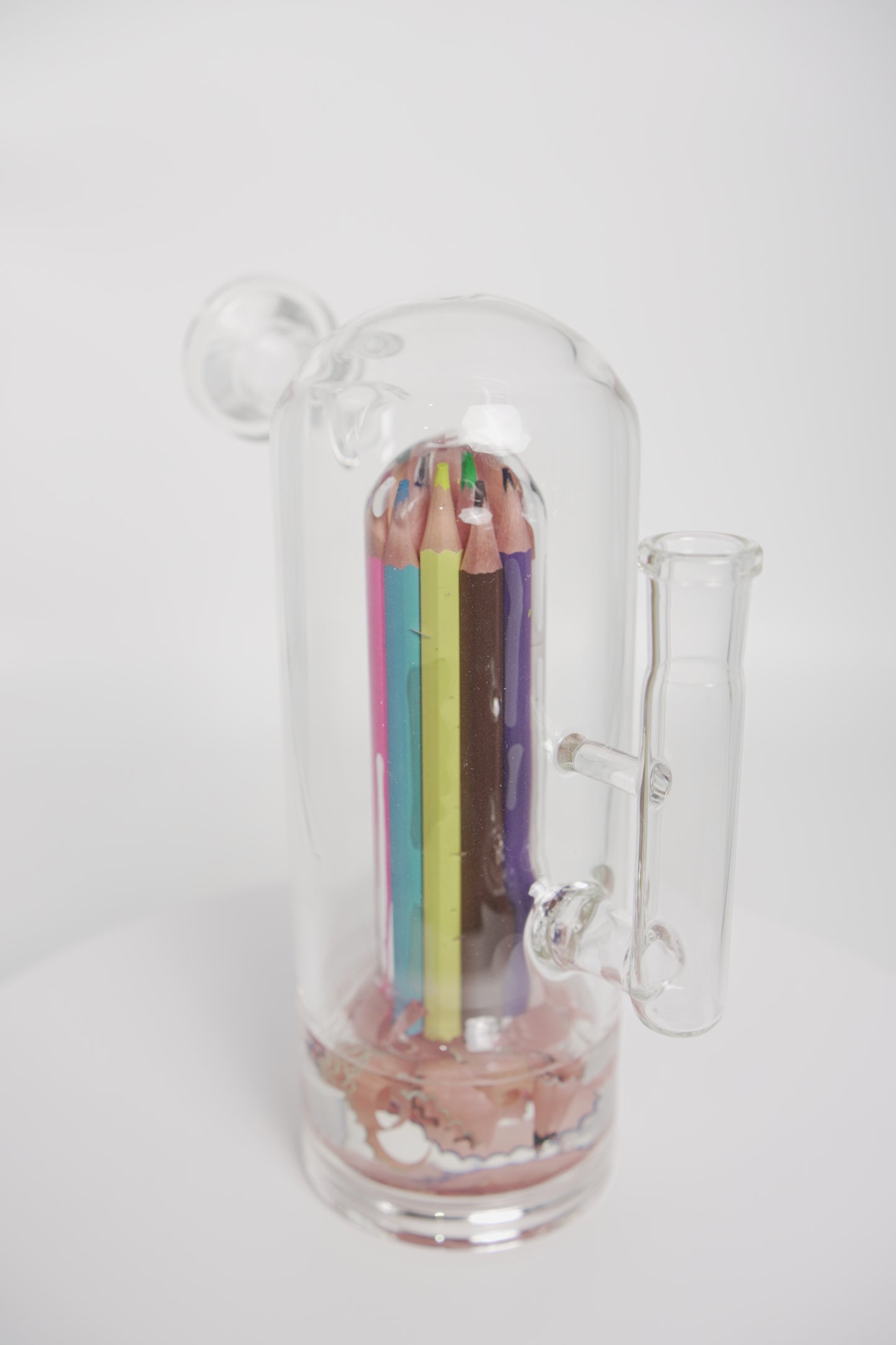 Glass Water Pipe | Colored Pencil Resin Design | 7.5 Inch