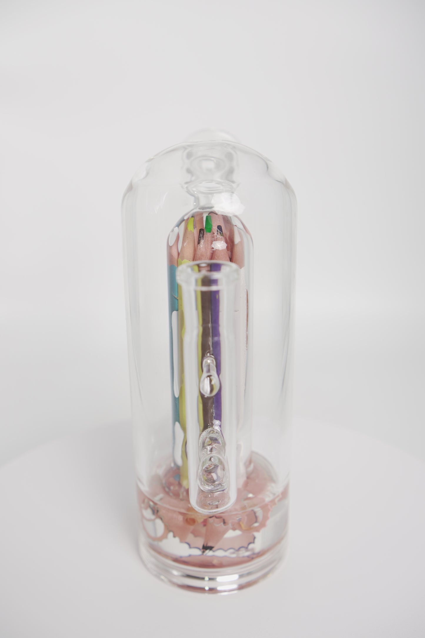 Glass Water Pipe | Colored Pencil Resin Design | 7.5 Inch
