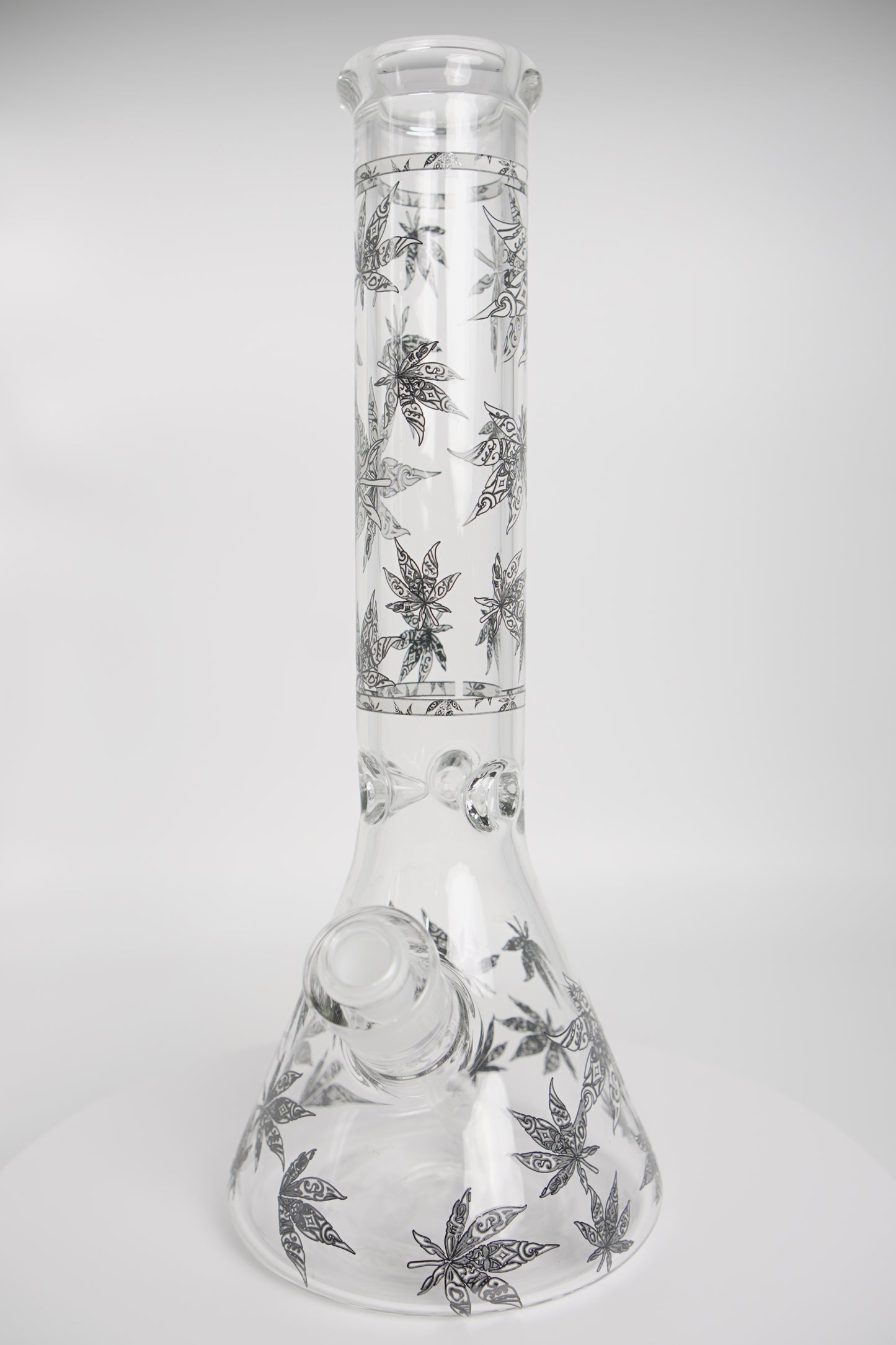 Glass Water Pipe | Leaf-Deigned Beaker | 14 Inch