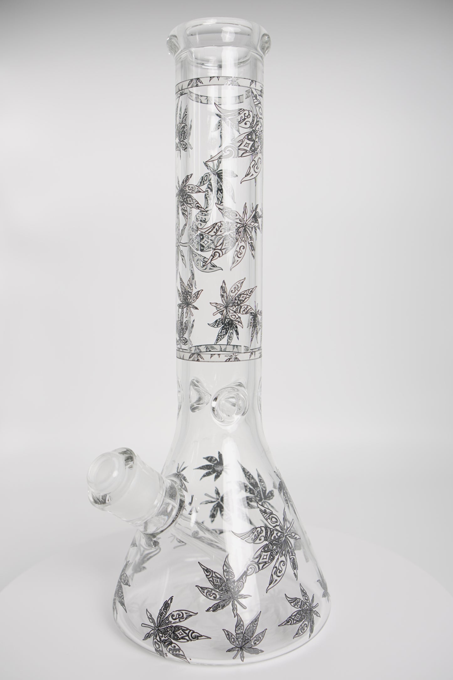Glass Water Pipe | Leaf-Deigned Beaker | 14 Inch