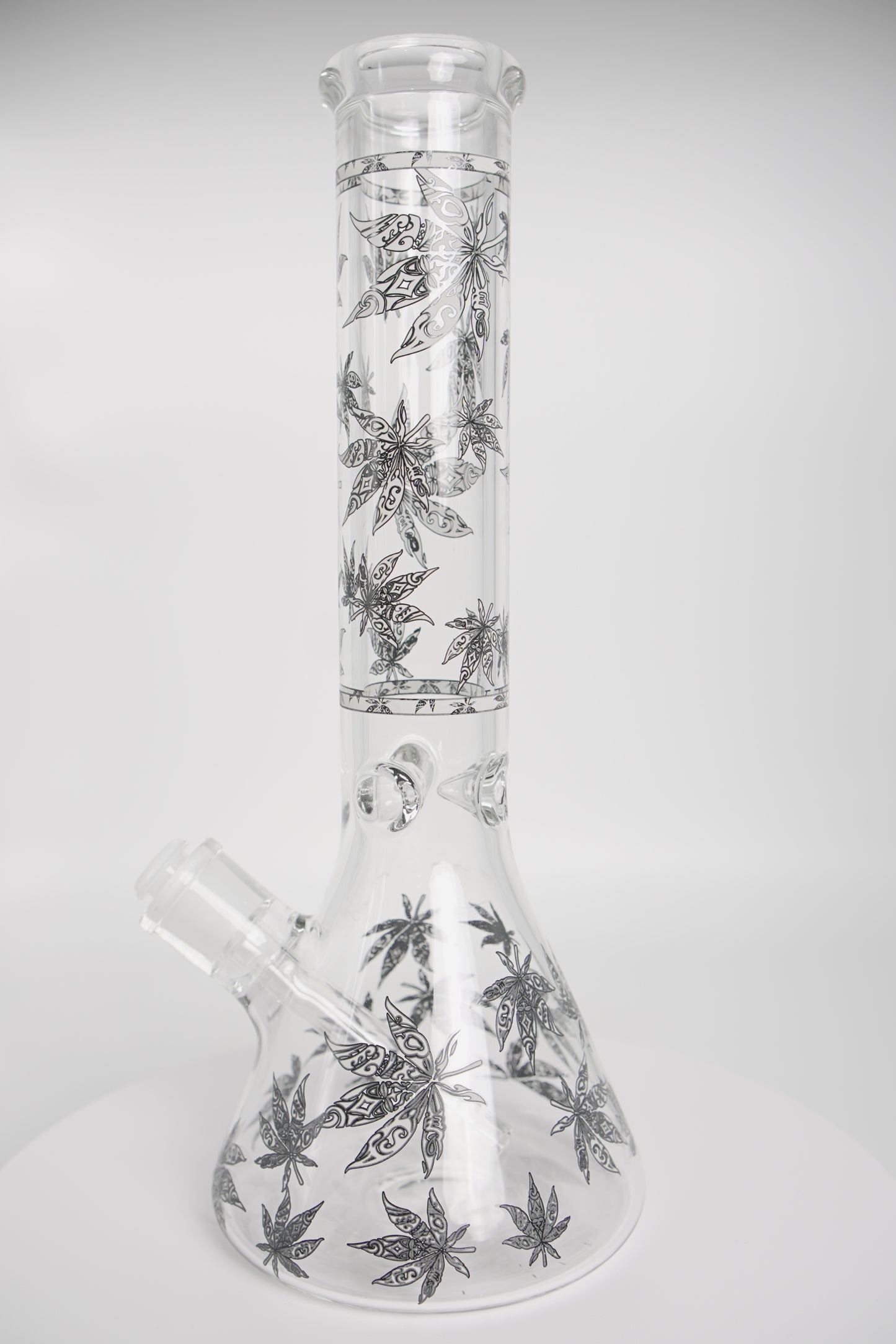Glass Water Pipe | Leaf-Deigned Beaker | 14 Inch