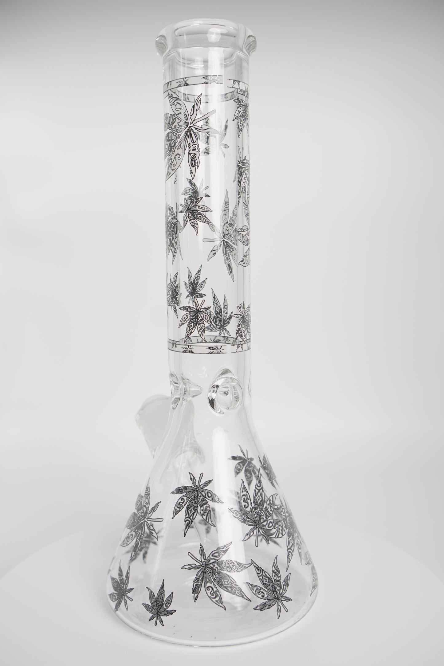 Glass Water Pipe | Leaf-Deigned Beaker | 14 Inch
