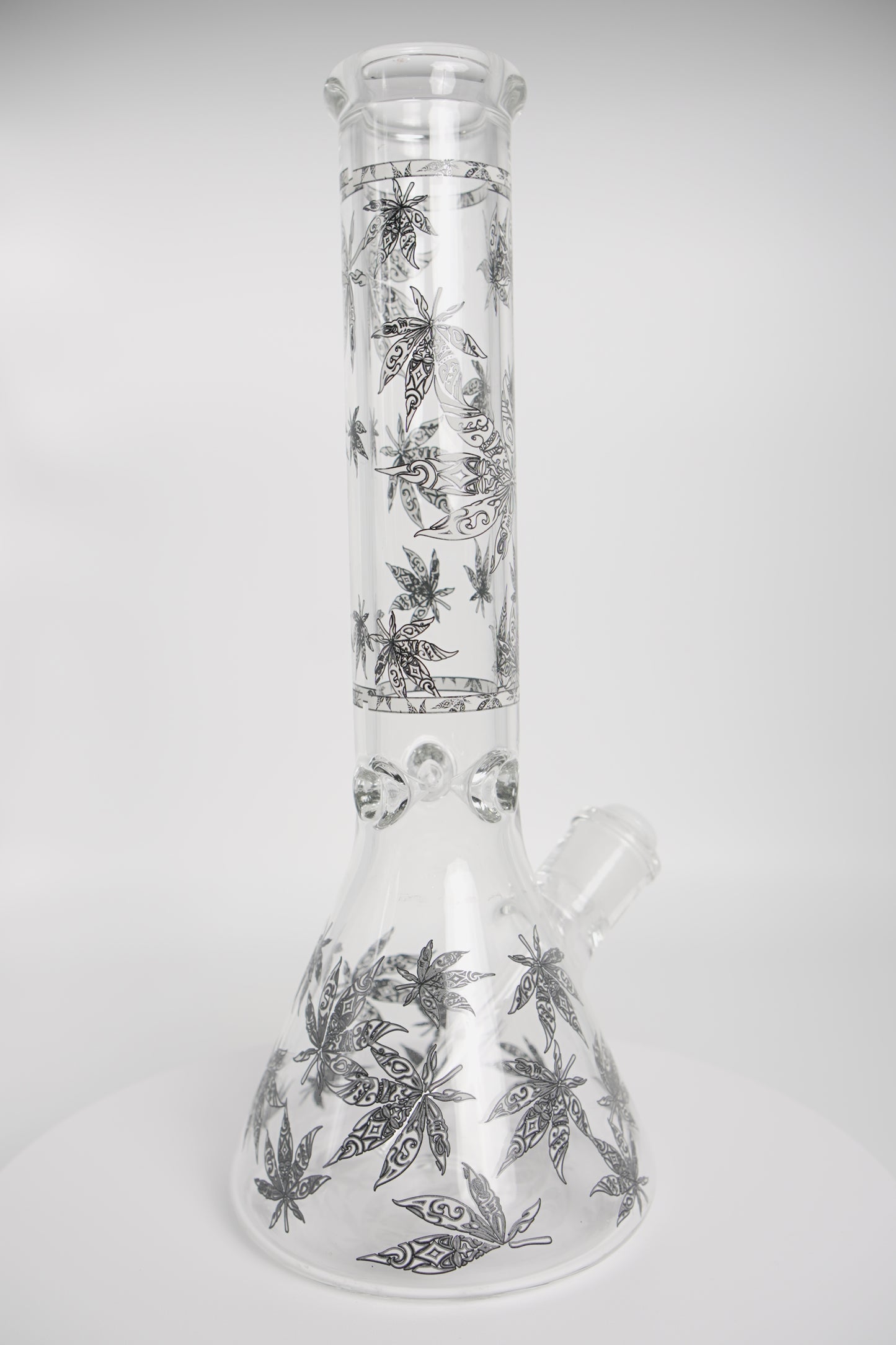 Glass Water Pipe | Leaf-Deigned Beaker | 14 Inch