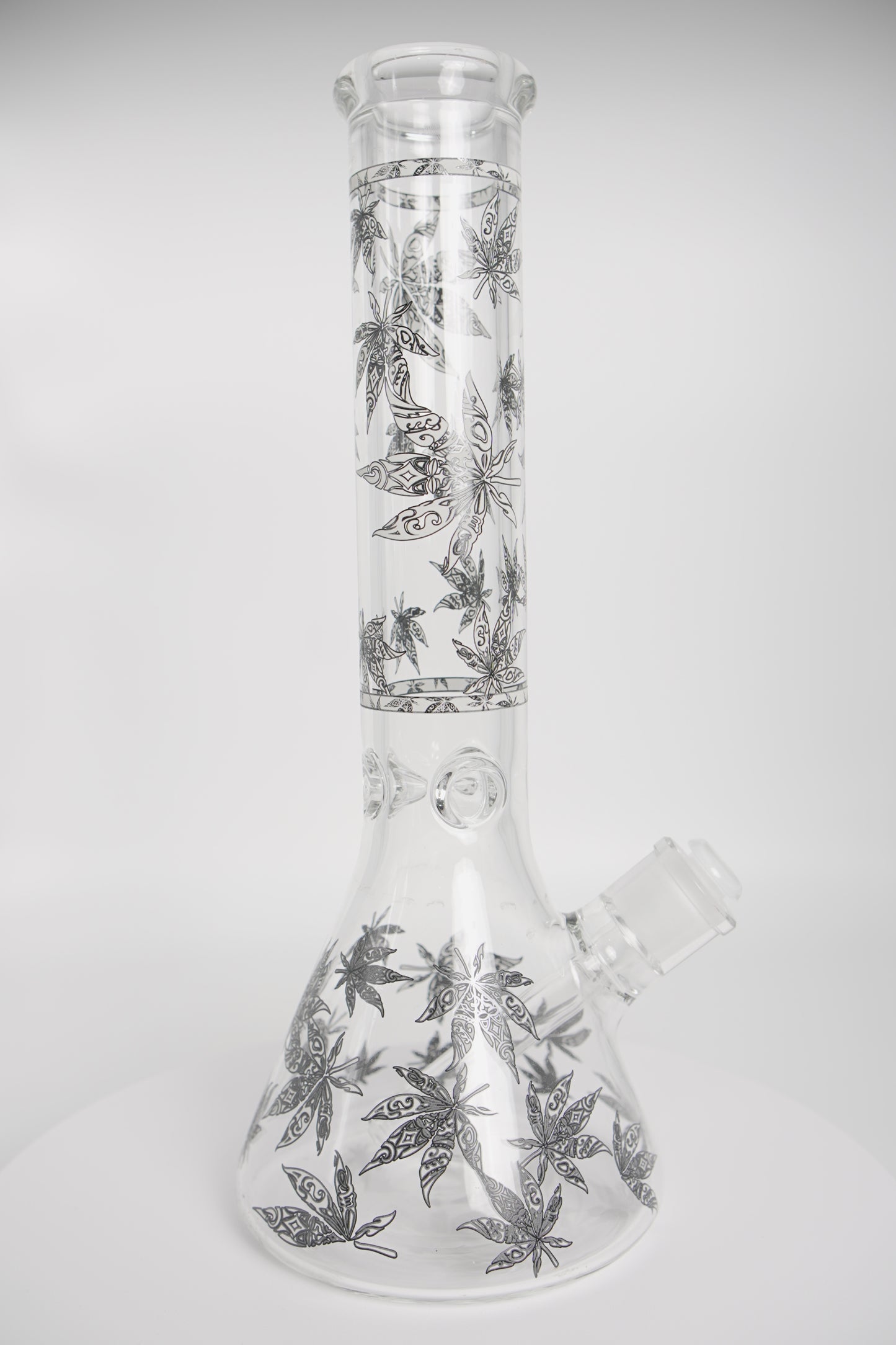 Glass Water Pipe | Leaf-Deigned Beaker | 14 Inch