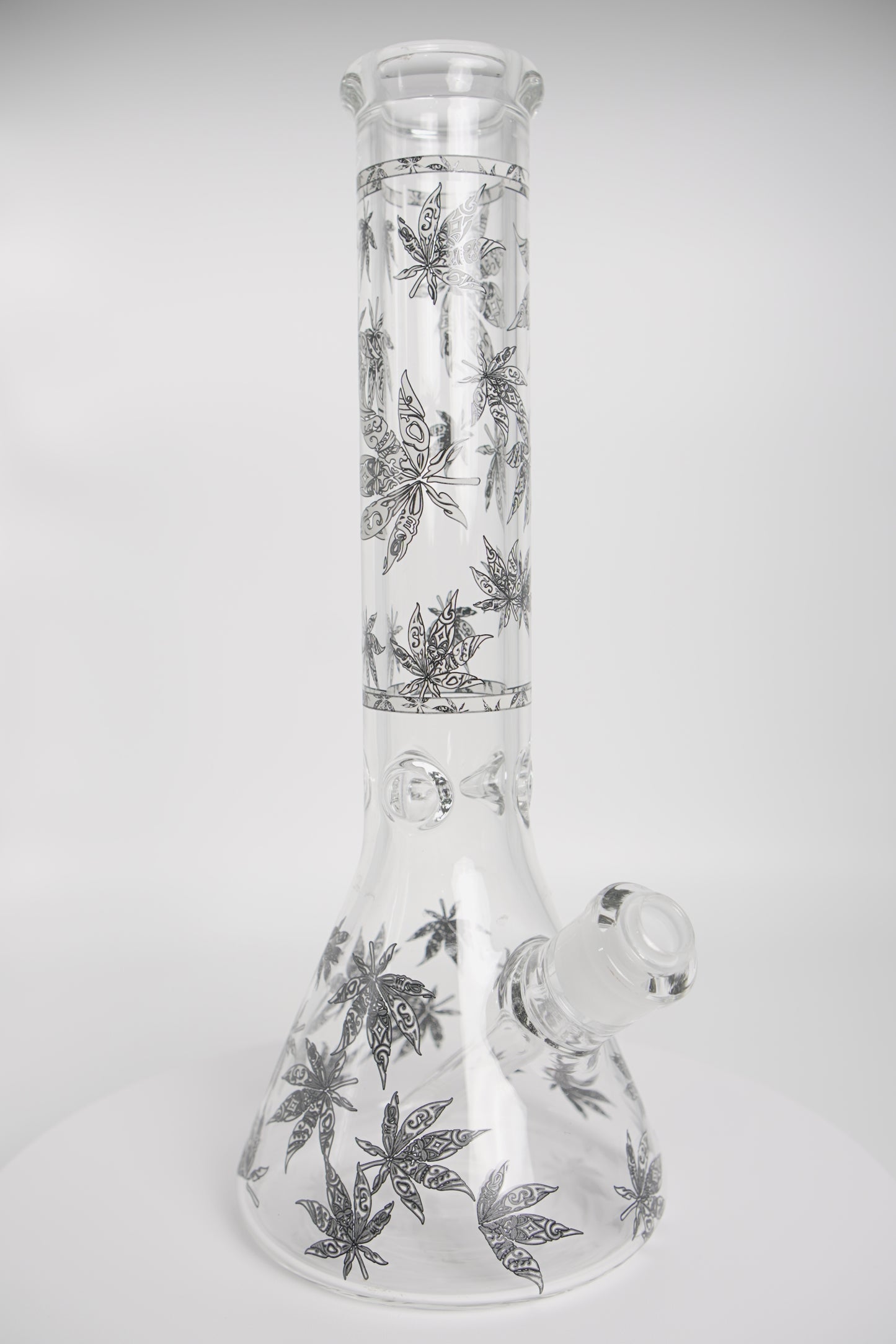 Glass Water Pipe | Leaf-Deigned Beaker | 14 Inch