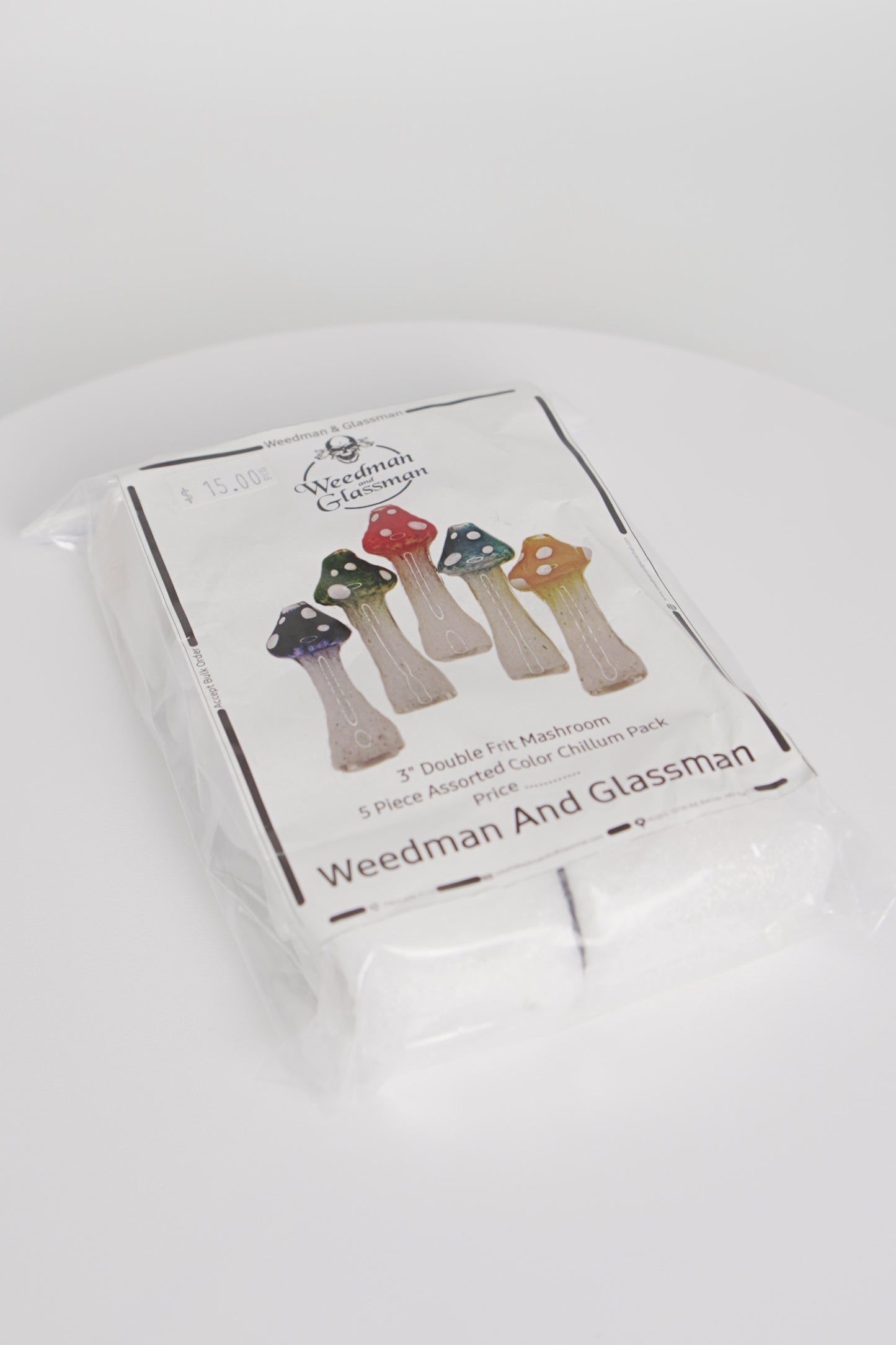 Assorted Double Frit Mushroom Chillum | 3 Inch | 5 Piece Pack