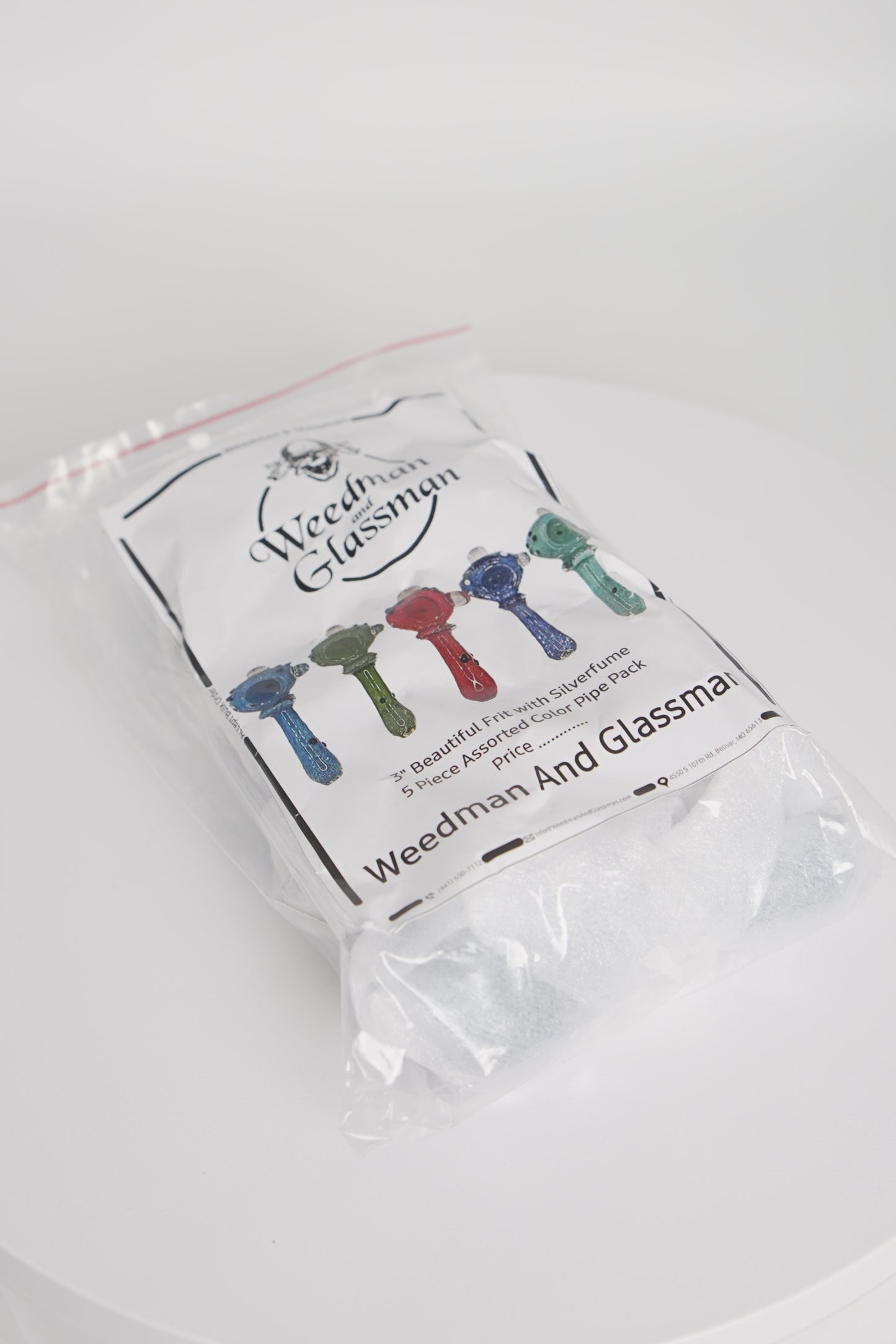 Assorted Frit w/ Silverfume Hand Pipe | 3 Inch | 5 Piece Pack