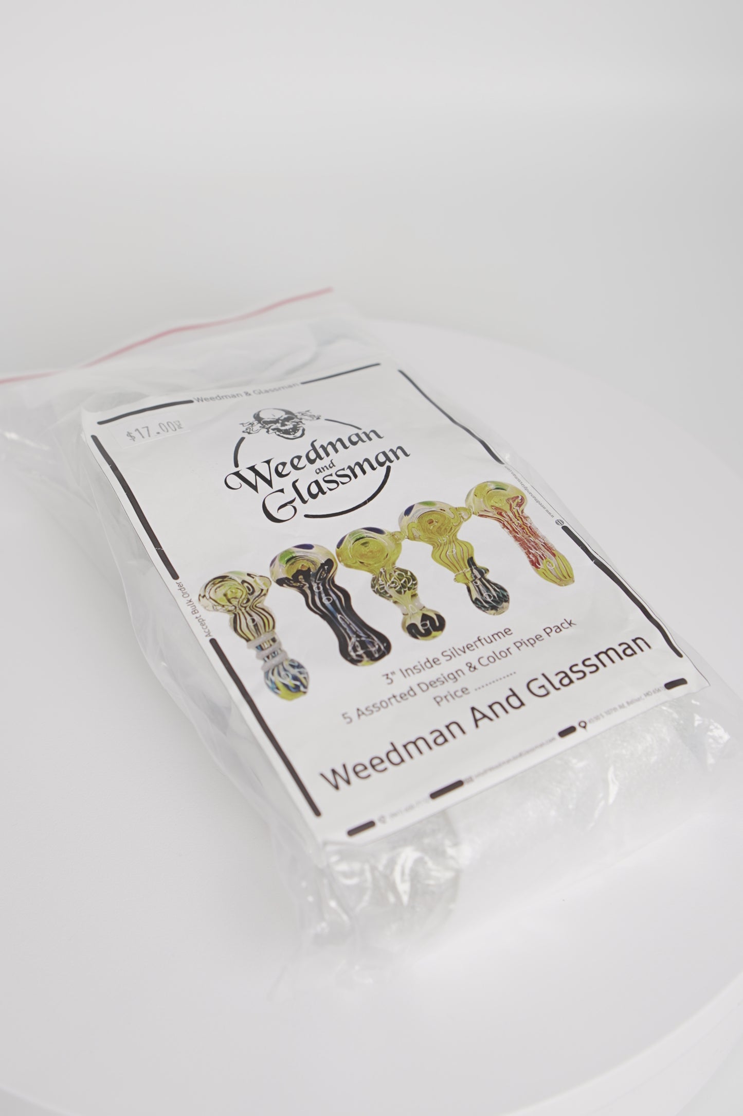 Assorted Inside Silverfume Hand Pipe | 3 Inch | 5 Piece Pack