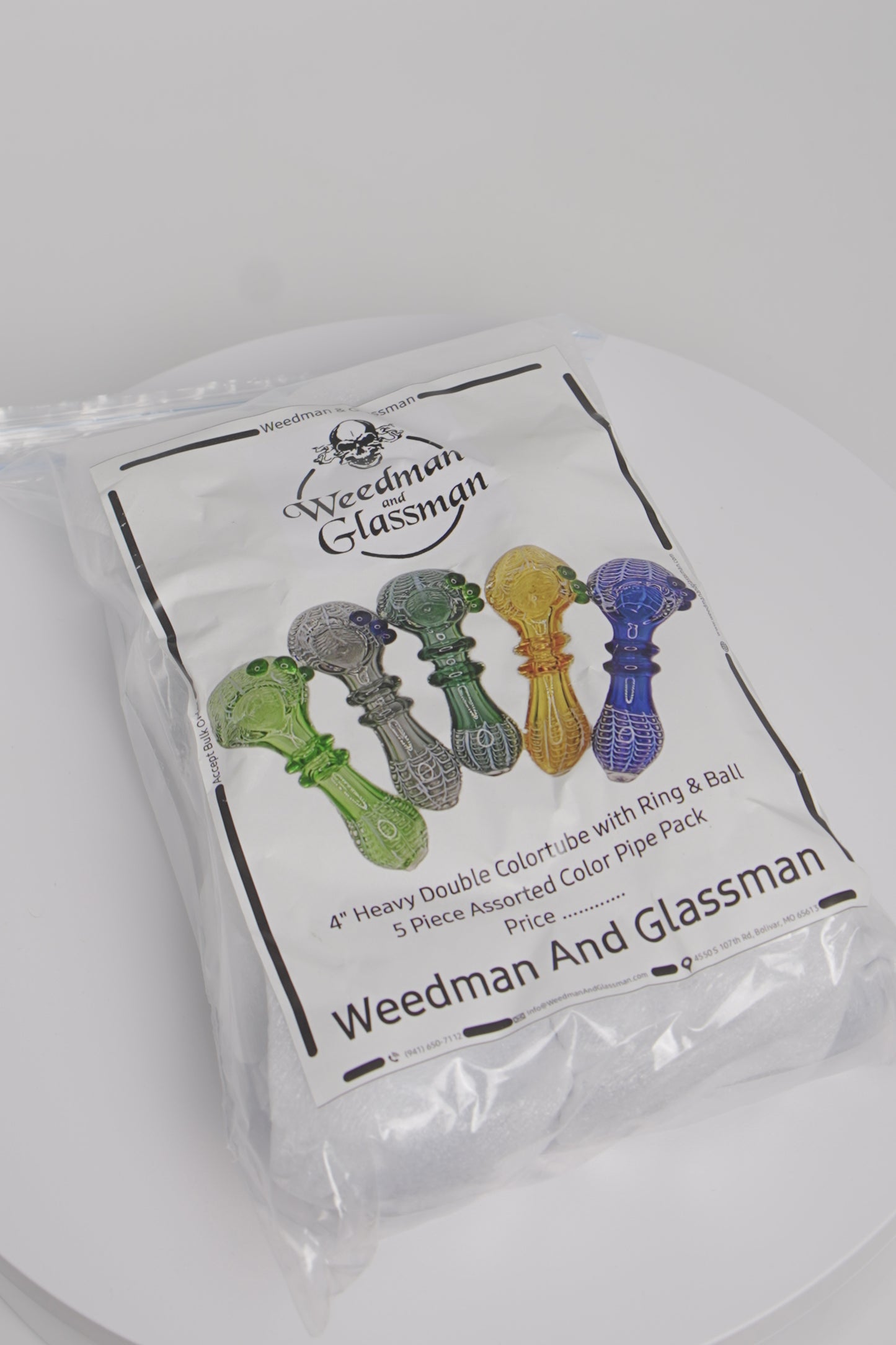 Heavy Double Colortube Hand Pipe | 4 Inch | 5 Piece Pack