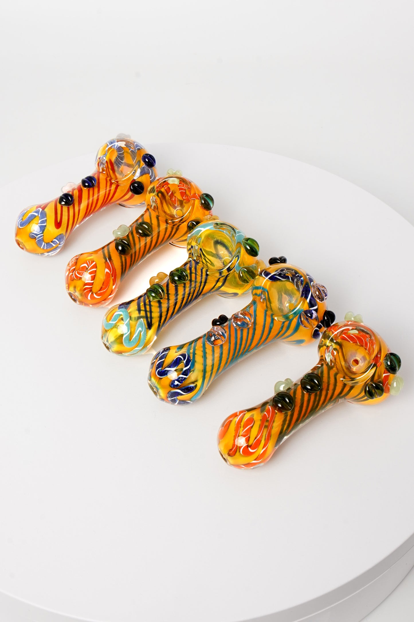 Color Spiral Spoon Pipe | 3 Inch | 5 Piece Pack