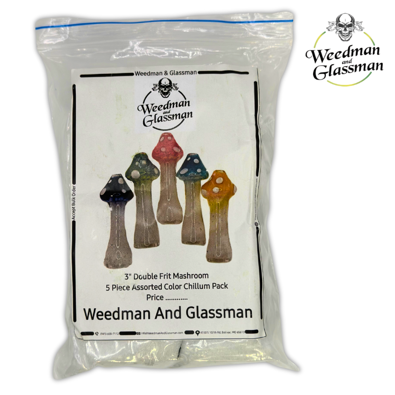 Glass Mushroom One Hitters | 3 inch | 5 Pack