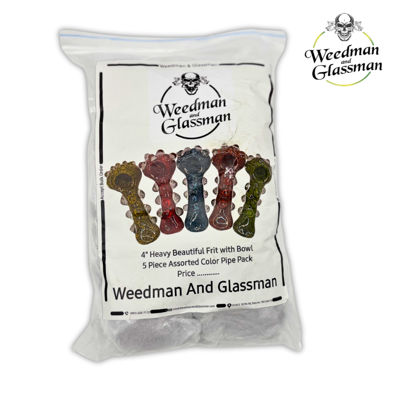 Assorted Frit Hand Pipe | 4 inch | 5 Piece Pack