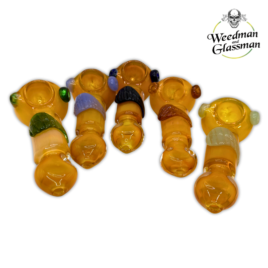 Heavy Silverfume w/ Colortube Leaf Hand Pipe | 4 inch | 5 Piece Pack
