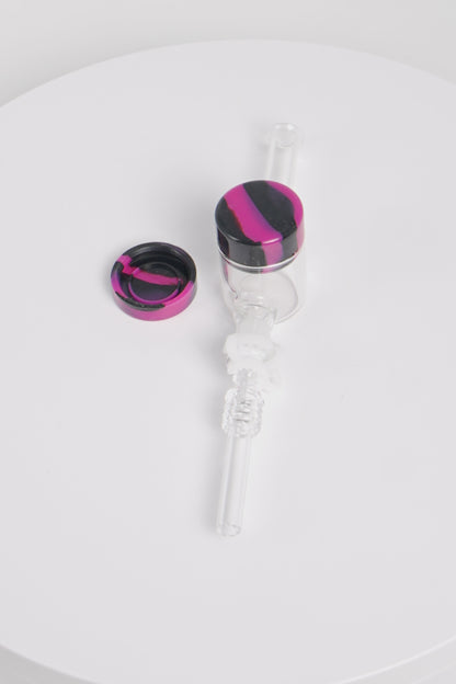 Glass Nectar Collector w/ Assorted Resin Puck | 7 Inch | 5 Pack