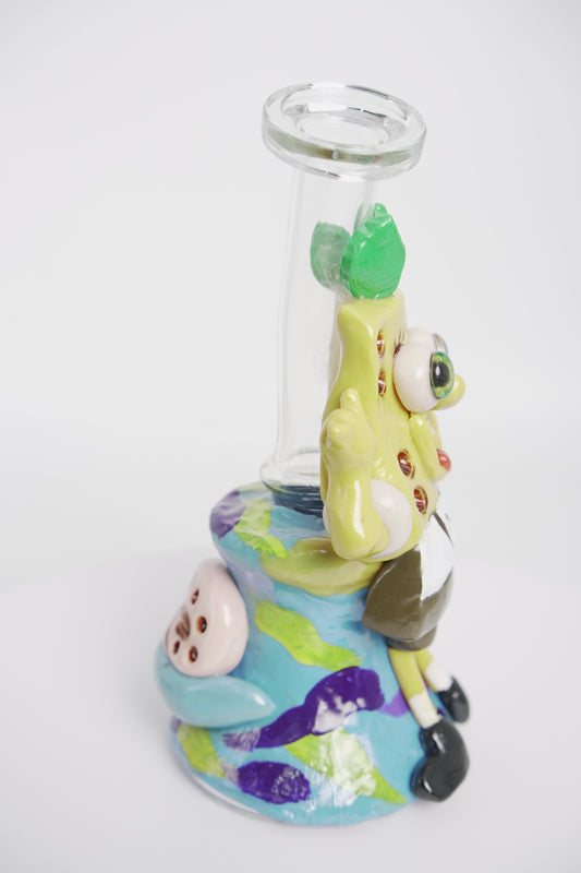 Glass Water Pipe | Stoned-Bob Design | 8 Inch
