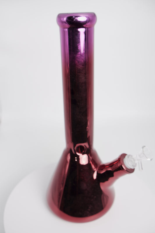 Glass Water Pipe | Reflective Purple Beaker | 14 Inch