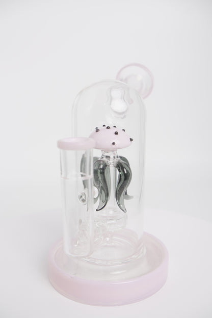 Glass Water Pipe | Abstract Pink Design | 7 Inch
