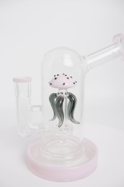 Glass Water Pipe | Abstract Pink Design | 7 Inch