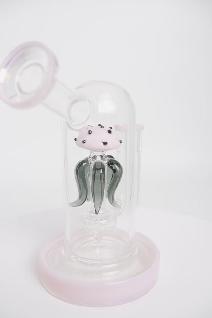 Glass Water Pipe | Abstract Pink Design | 7 Inch
