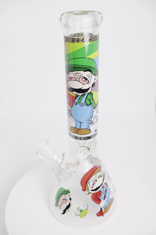 Glass Water Pipe | Zooted Mario Bros. Beaker | 14 Inch