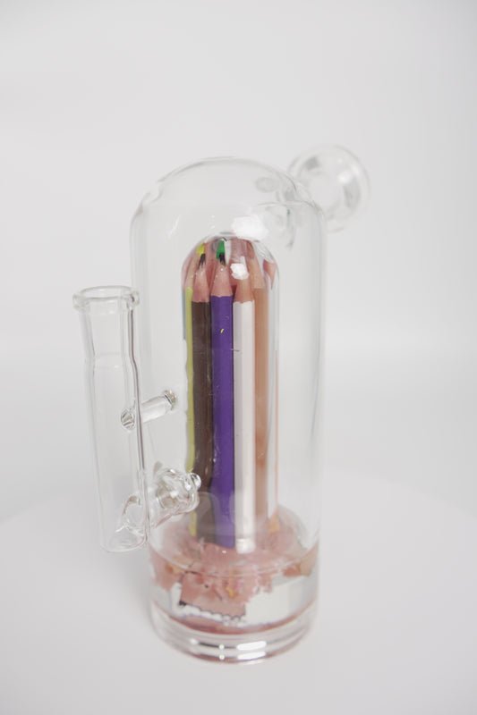 Glass Water Pipe | Colored Pencil Resin Design | 7.5 Inch