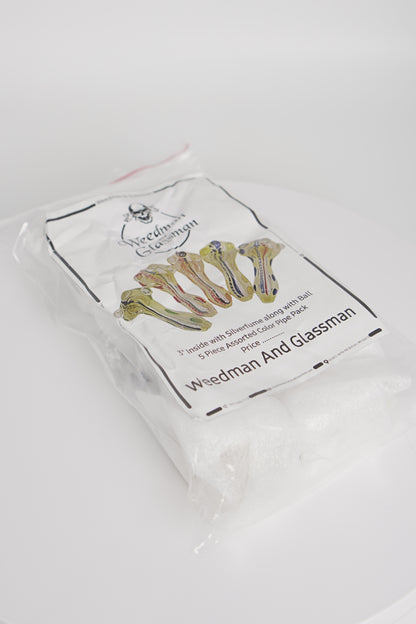 Assorted Glass Hand Pipe | 3 inch | 5 Piece Pack