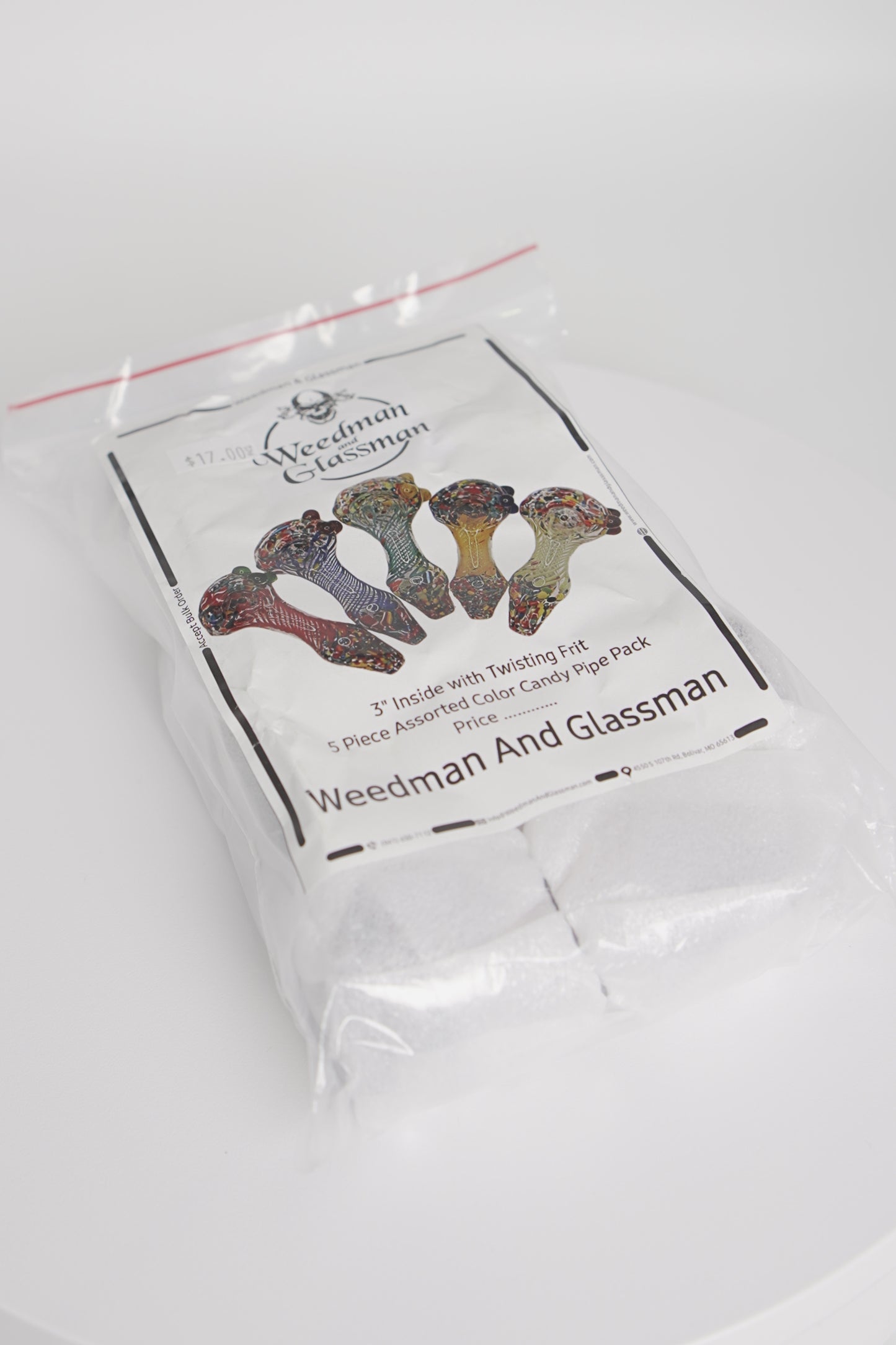 Twisting Frit Hand Pipe | 3 inch | 5 Piece Pack