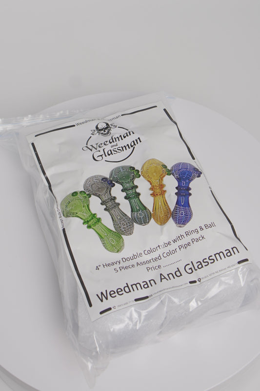 Heavy Double Colortube Hand Pipe | 4 Inch | 5 Piece Pack