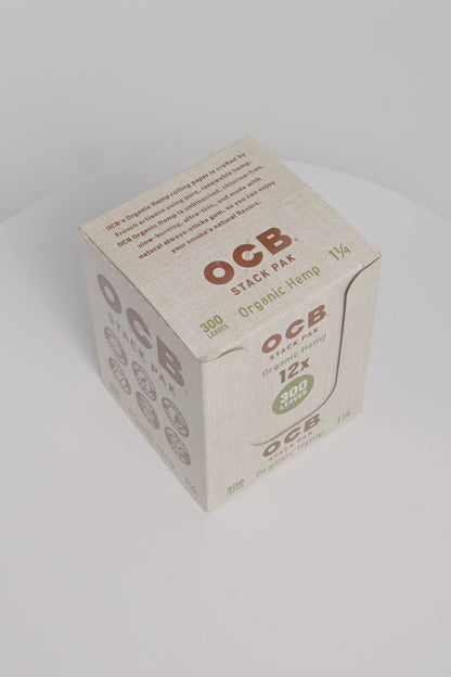 OCB Papers | Organic Hemp | 1 1/4 Stack Pak | 12 x 300 Leaves