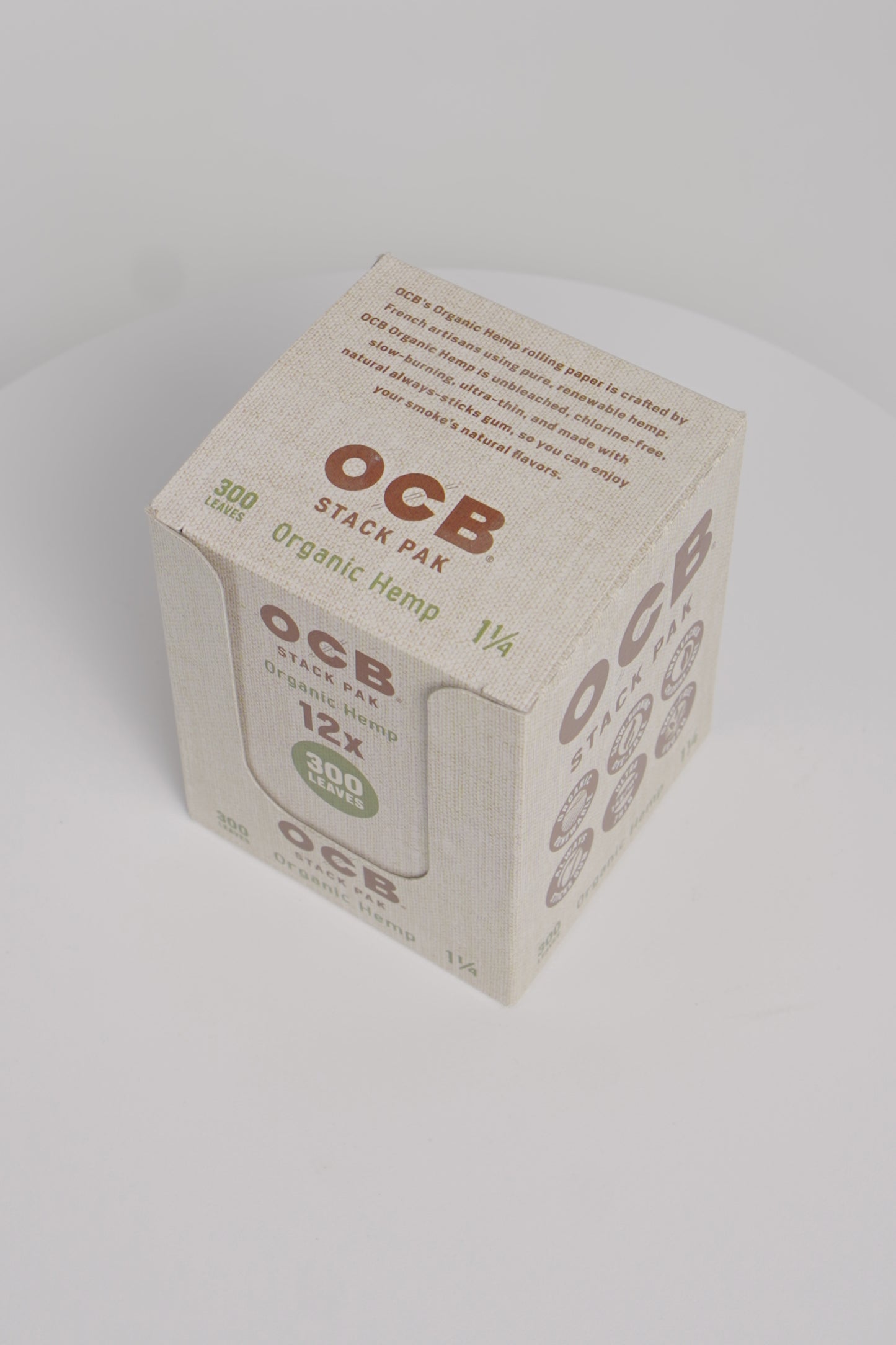 OCB Papers | Organic Hemp | 1 1/4 Stack Pak | 12 x 300 Leaves