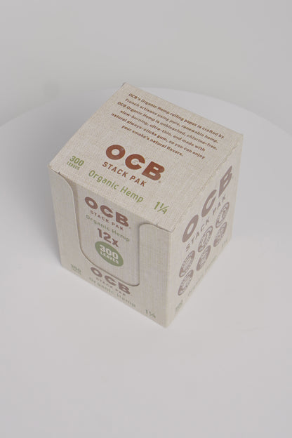 OCB Papers | Organic Hemp | 1 1/4 Stack Pak | 12 x 300 Leaves