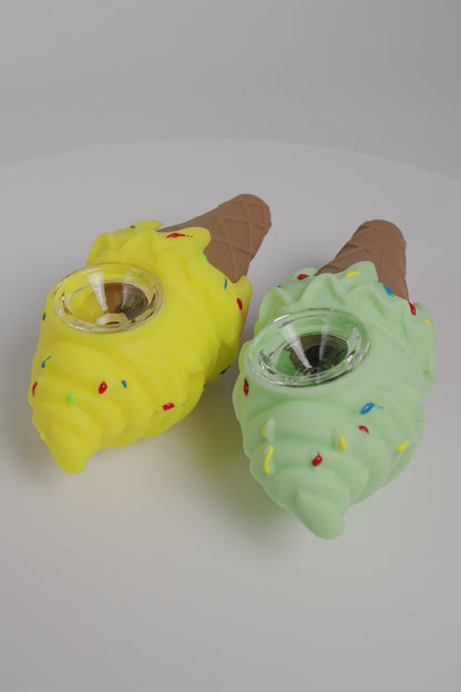 Silicone Hand Pipe | Ice Cream Cone Design | 4.5 Inch