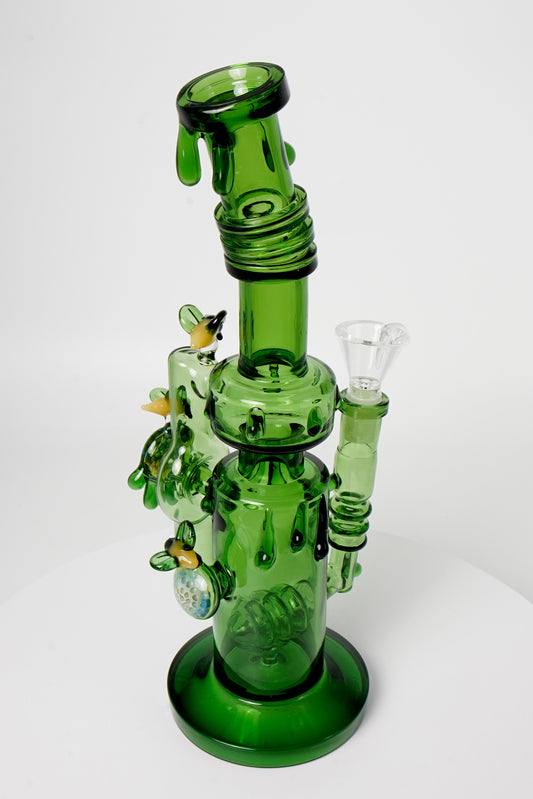 Glass Water Pipe | Bee Design | 10 Inch