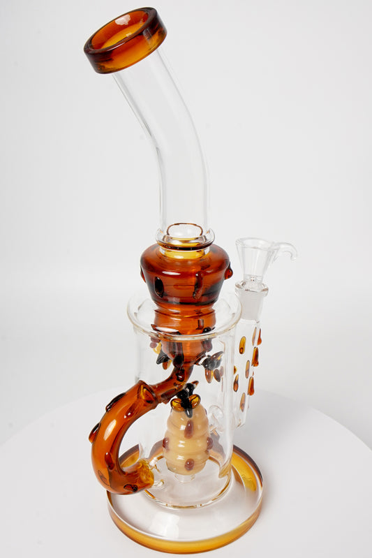 Glass Water Pipe | Bee Design | 12 Inch
