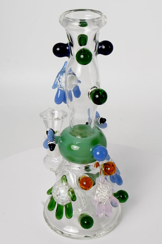 Glass Water Pipe | Abstract Bee Design | 8 Inch
